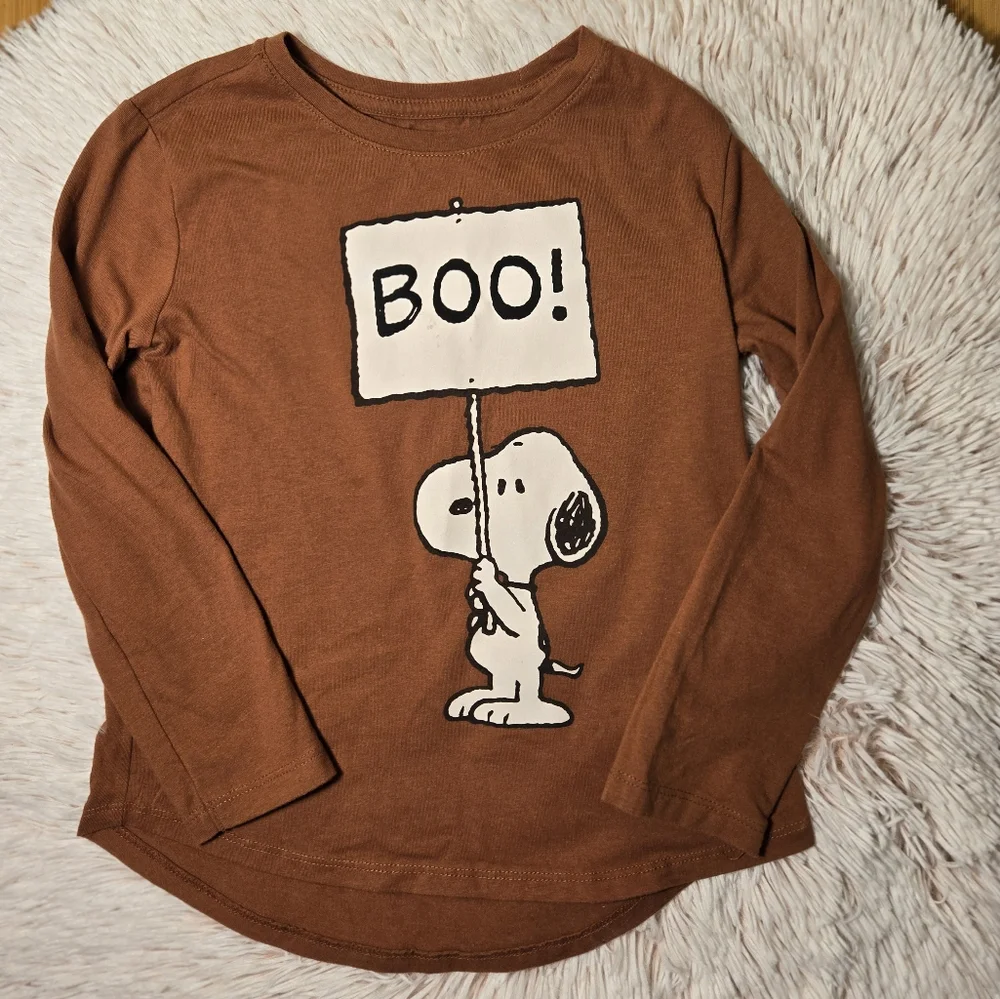 GAP Kids BOO! Peanuts Snoopy Brown Long-sleeved Top Small 6-7 youth